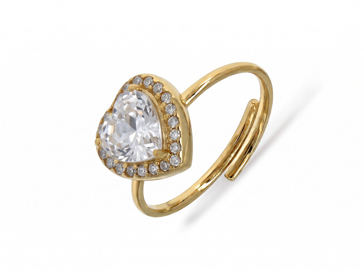 BLAIR ~ ACCIAIO INOSSIDABILE ~ Anello a cuore con Cubic Zirconia- Regolabile