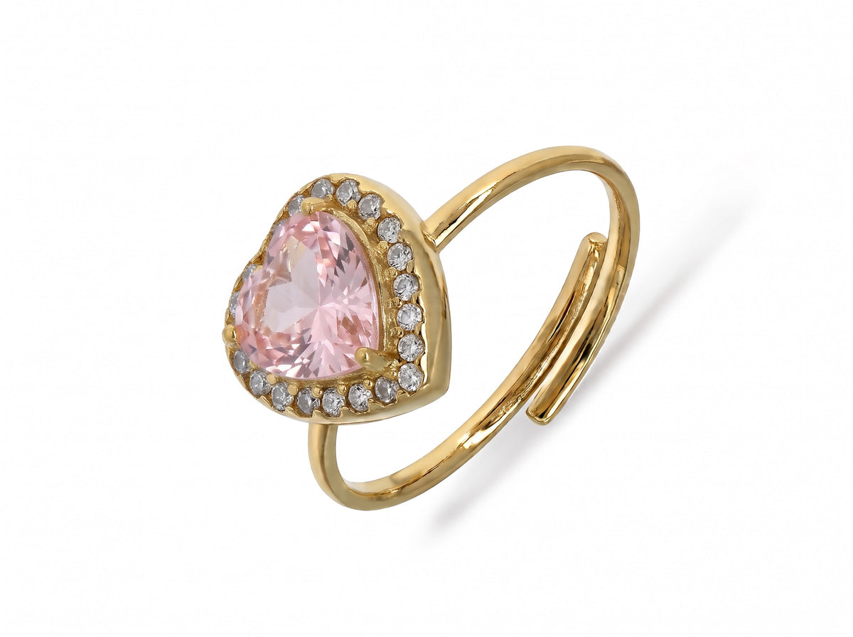 BLAIR ~ ACCIAIO INOSSIDABILE ~ Anello a cuore con Cubic Zirconia- Regolabile