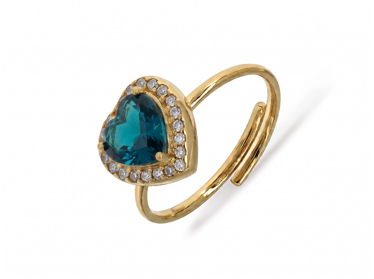 BLAIR ~ ACCIAIO INOSSIDABILE ~ Anello a cuore con Cubic Zirconia- Regolabile