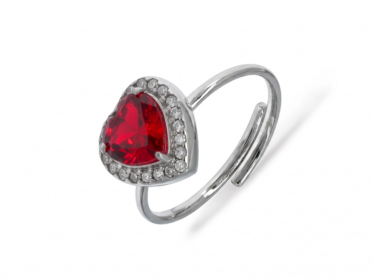 BLAIR ~ ACCIAIO INOSSIDABILE ~ Anello a cuore con Cubic Zirconia- Regolabile