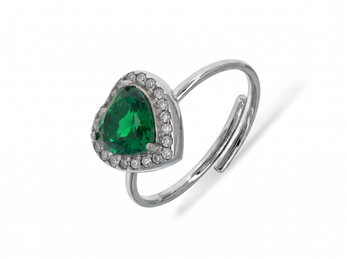 BLAIR ~ ACCIAIO INOSSIDABILE ~ Anello a cuore con Cubic Zirconia- Regolabile