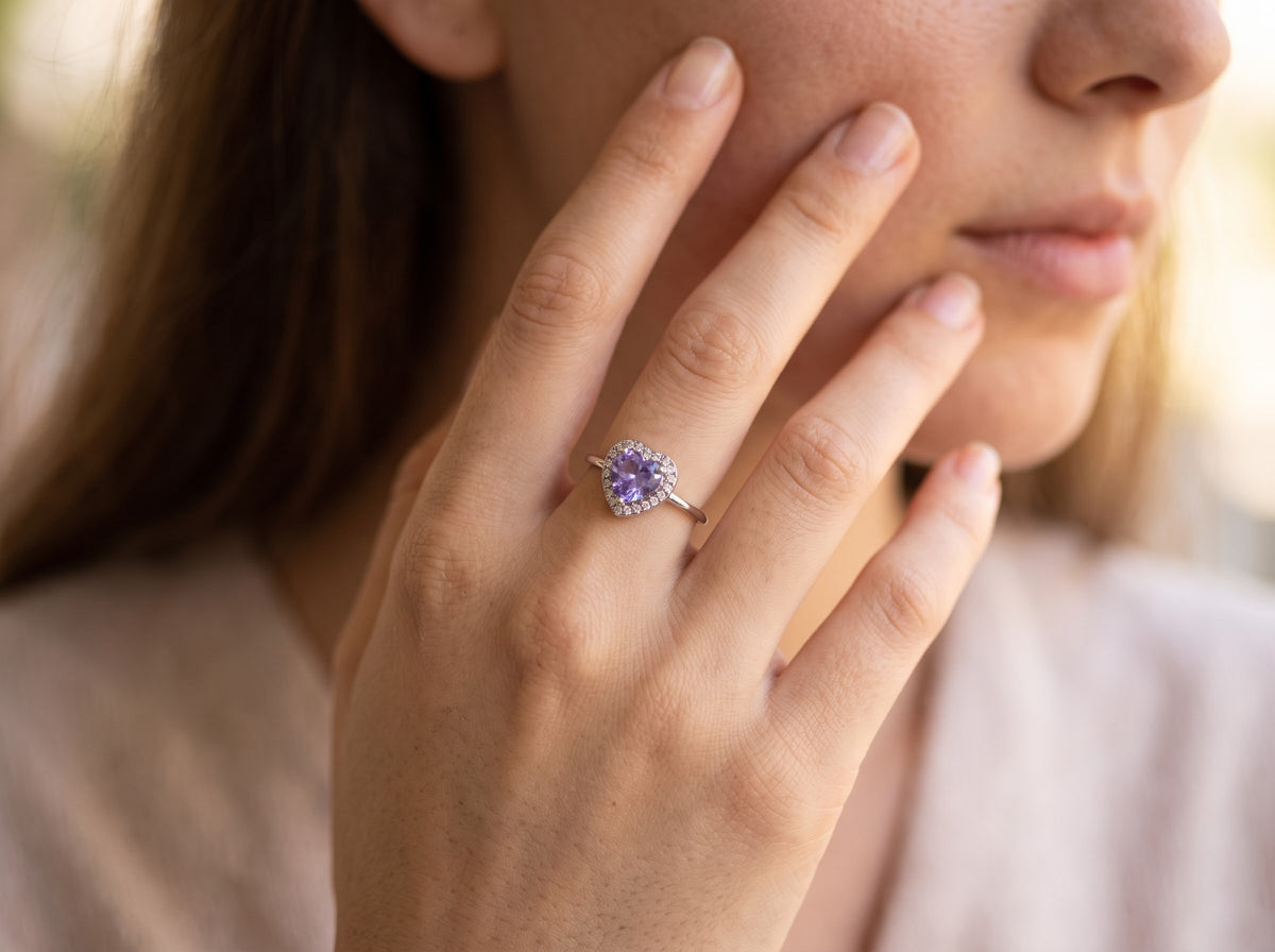 BLAIR ~ ACCIAIO INOSSIDABILE ~ Anello a cuore con Cubic Zirconia- Regolabile
