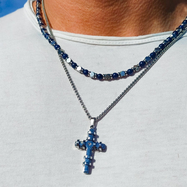 Collana pallini bruniti uomo ACCIAIO INOSSIDABILE