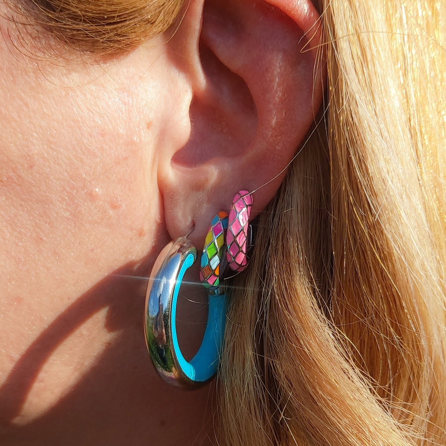 DREW - ACCIAIO INOSSIDABILE - Big Hoops orecchini a cerchio smaltati