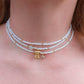 PEARLS INITIAL - Girocollo perle con iniziale Zirconata in Acciaio inossidabile