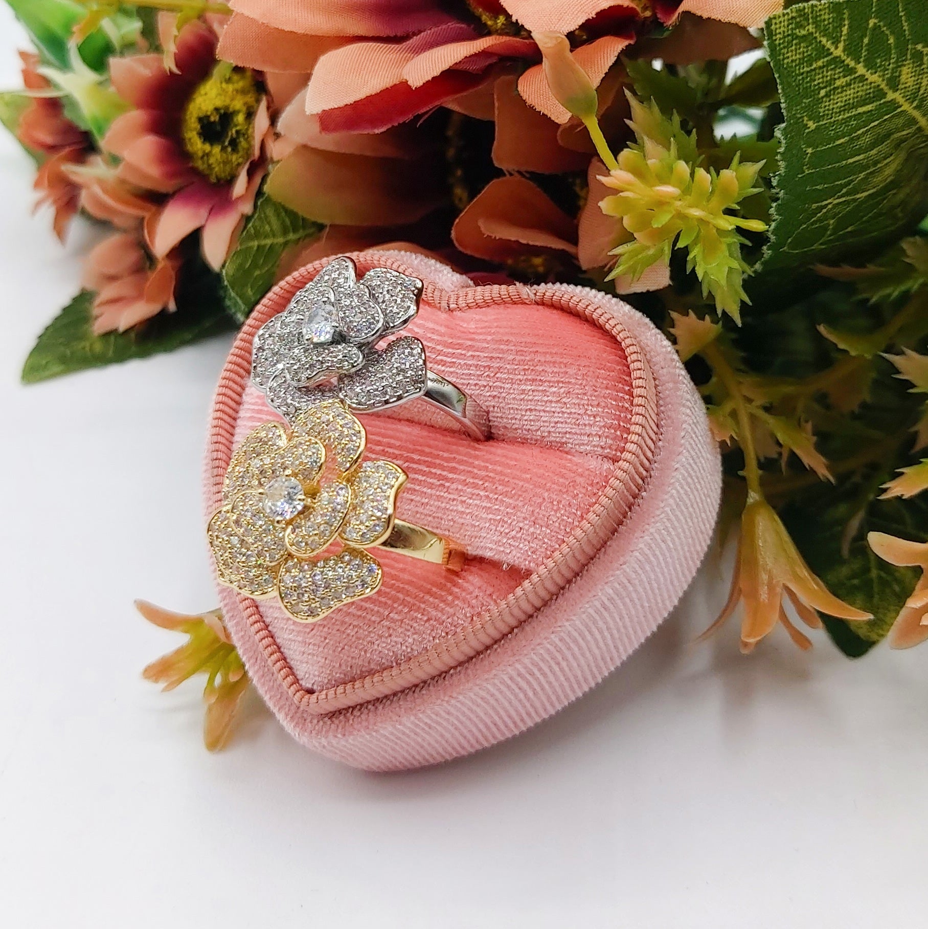 Orphelia Anillo de plata 925 con flor chapada en oro rosa con Orphelia Anillo de plata 925 con flor chapada en oro rosa con