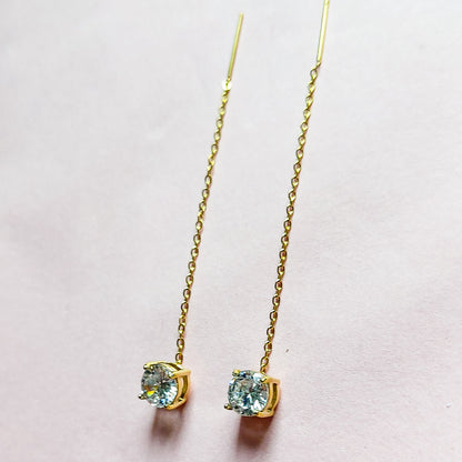 SHINY PUNTO LUCE XL - Acciaio inossidabile ~Paio Orecchini filo pendenti con cubic zirconia - saliscendi