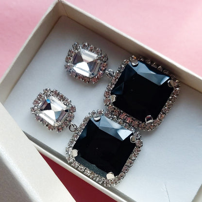 ARIEL SQUARE - Orecchini pendenti con pietre sfaccettate e Cubic Zirconia