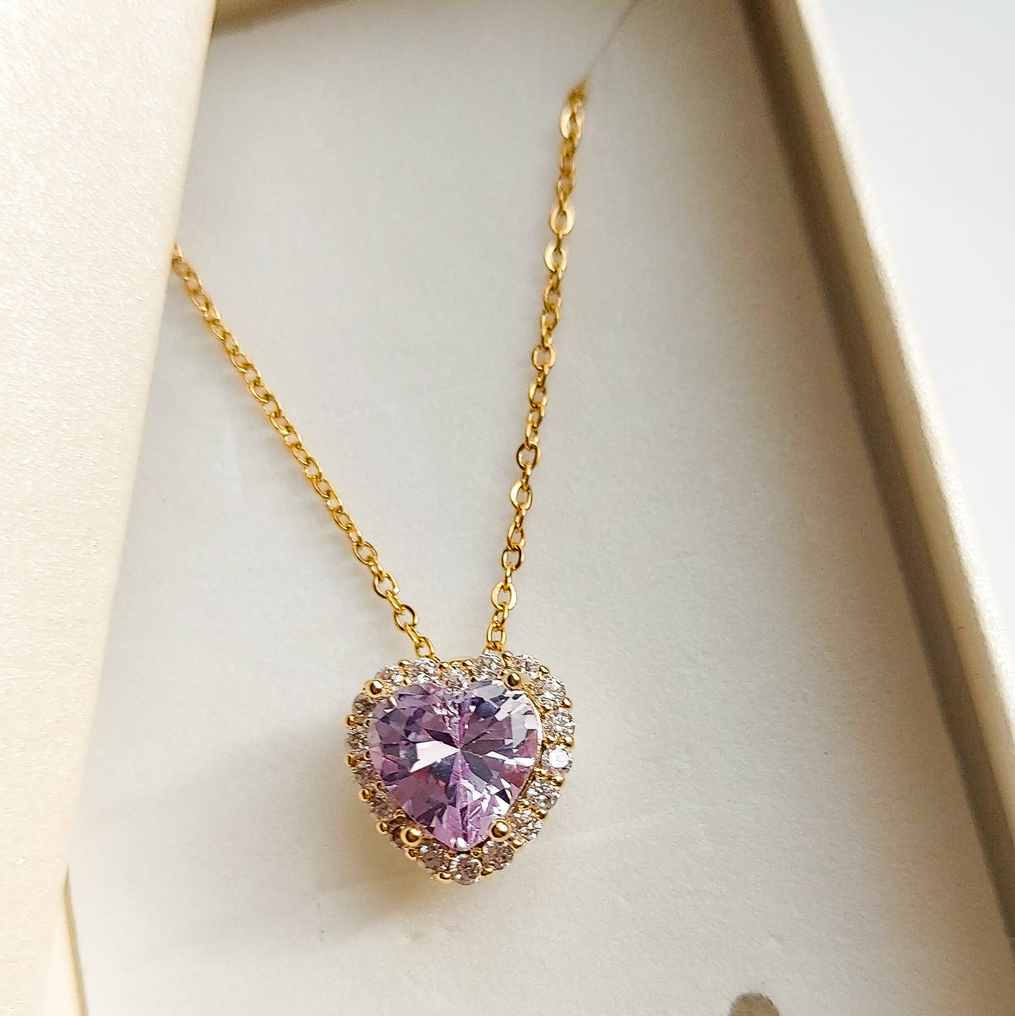 DIANA - ACCIAIO INOSSIDABILE- collana con pendente cuore in cubic zirconia