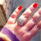 CAMELIA ~ ACCIAIO INOSSIDAILE~ Anello fiore zirconato in cubic zirconia