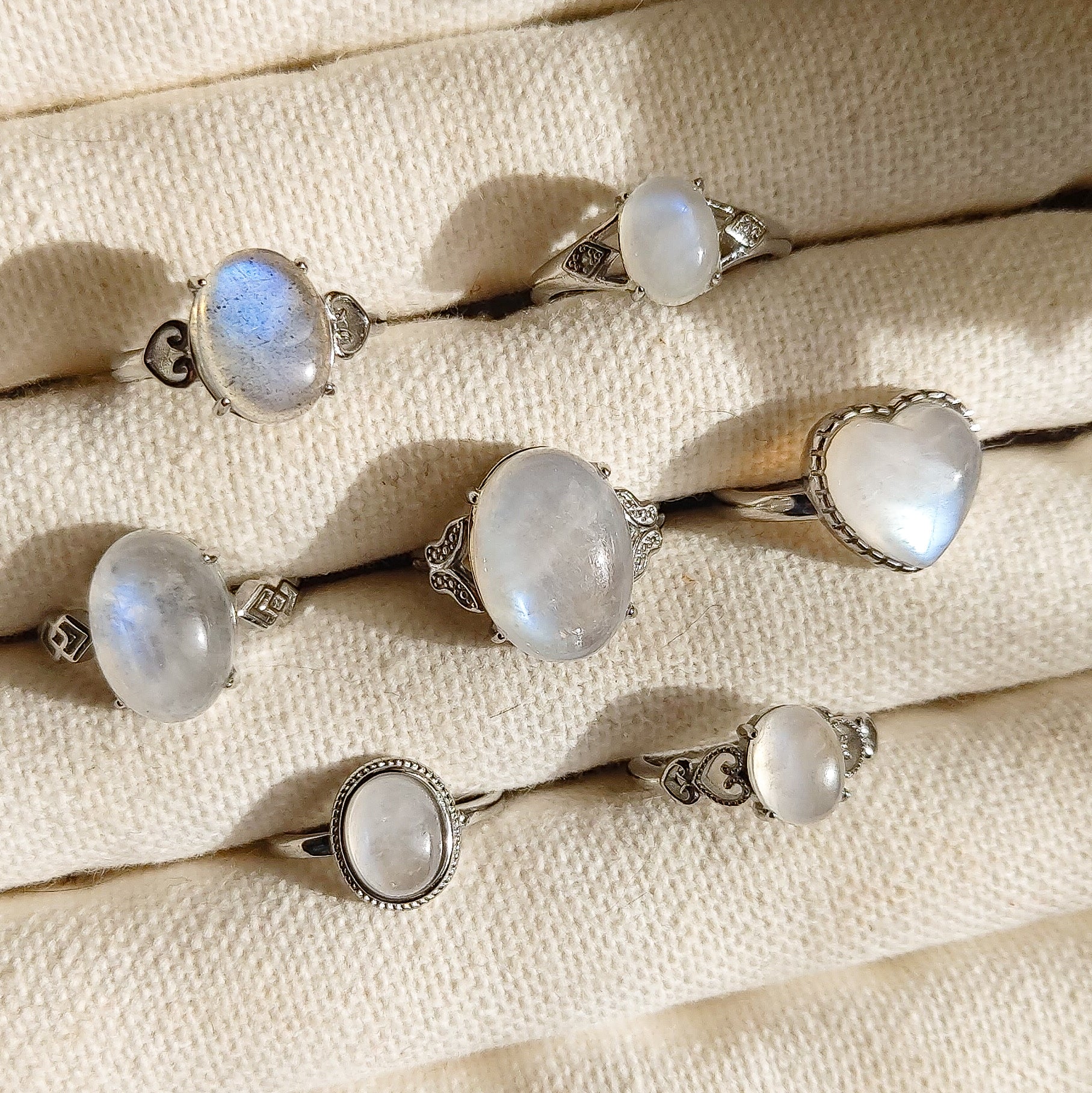 Anello Regolabile In Argento 925 Con Pietra Di Luna E Motivo Girasole – Gioiello Vintage Per Donna