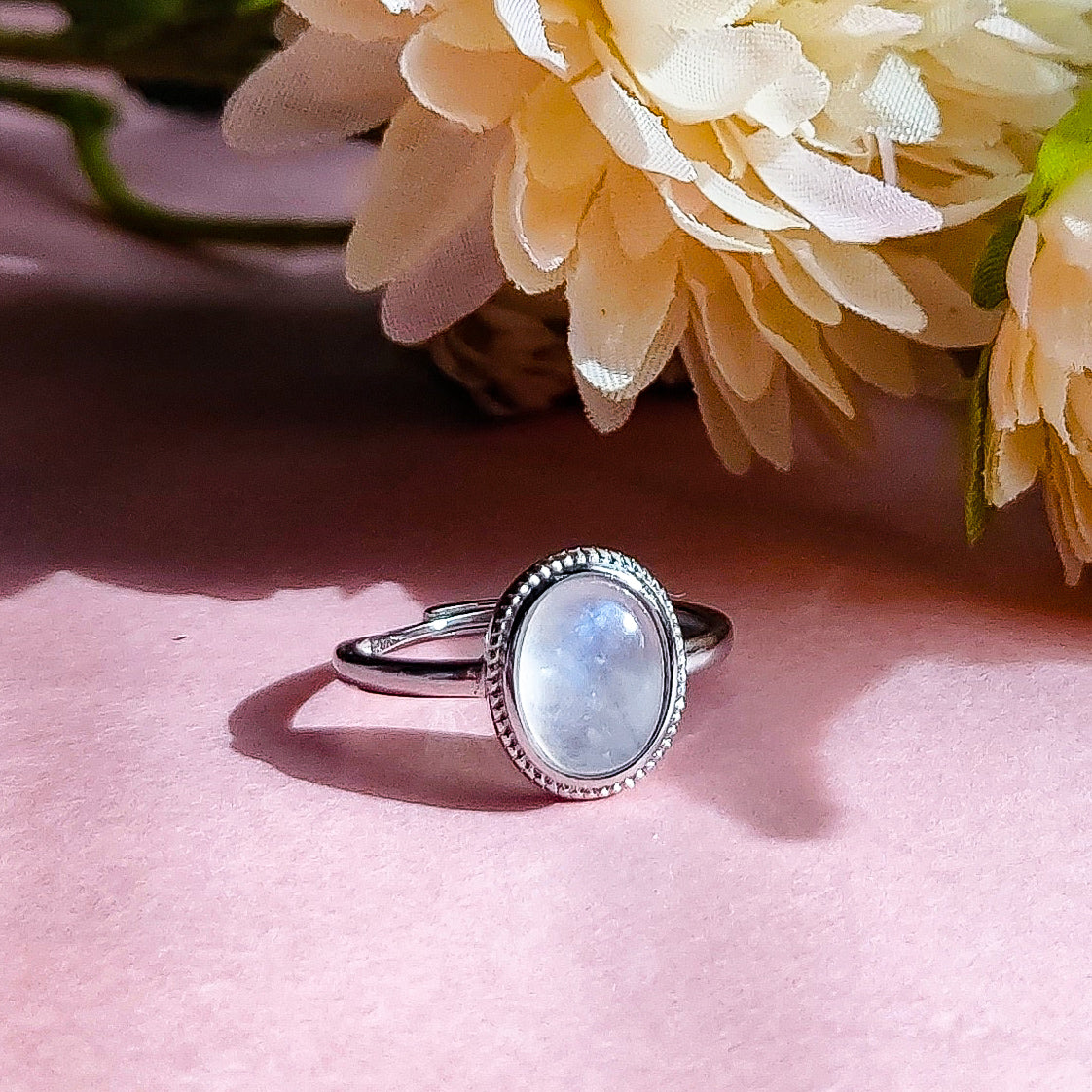 DEVATI ~ Anello regolabile in Pietra di Luna - Moonstone naturale