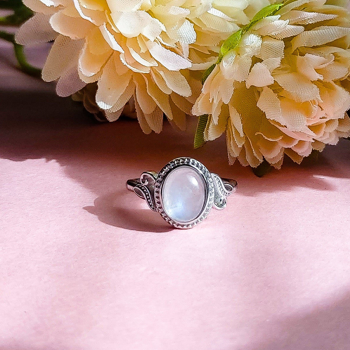 DEVATI ~ Anello regolabile in Pietra di Luna - Moonstone naturale