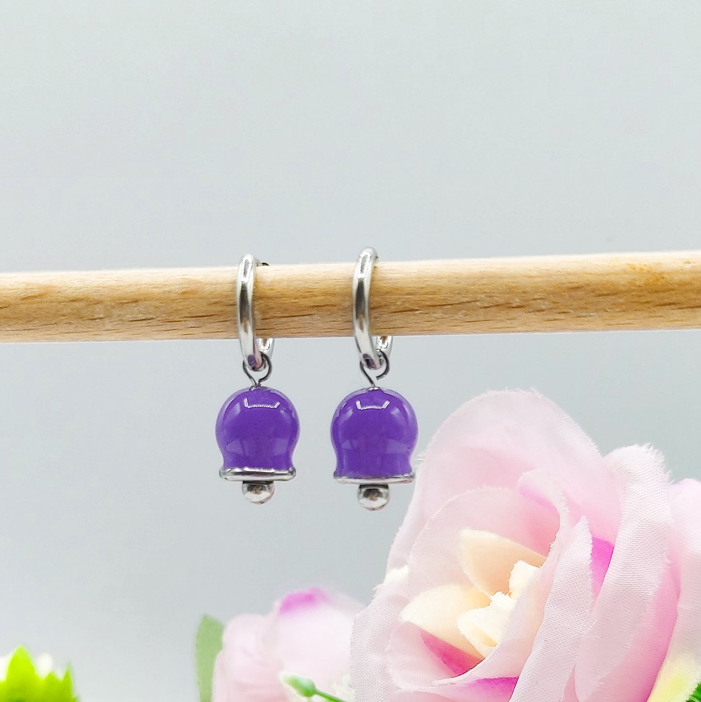 TINKERBELL HOOPS COLOURS ~  ACCIAIO INOSSIDABILE ~ Orecchini mini cerchi a campanella in ACCIAIO INOSSIDABILE