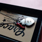 SACRED LUCKY ~ Collana charms cuore sacro e cornetto - ACCIAIO  inossidabile