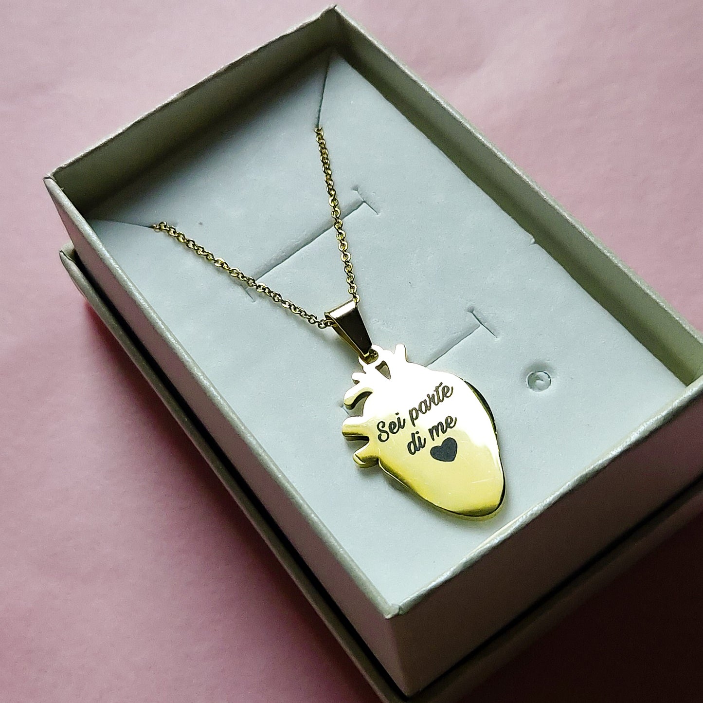 HUMAN HEART~ ACCIAIO inossidabile - Collana ciondolo cuore anatomico