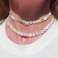 PAROS RAINBOW ~ Collana con cuoricini in madreperla + iniziale