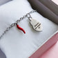 SACRED LUCKY ~ Bracciale ACCIAIO INOSSIDABILE con cuore sacro e cornetto