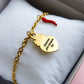SACRED LUCKY ~ Bracciale ACCIAIO INOSSIDABILE con cuore sacro e cornetto
