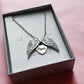 ANGEL HEART ~ ACCIAIO inossidabile - Collana ciondolo ali zirconate apribili con incisione PERSONALIZZATA