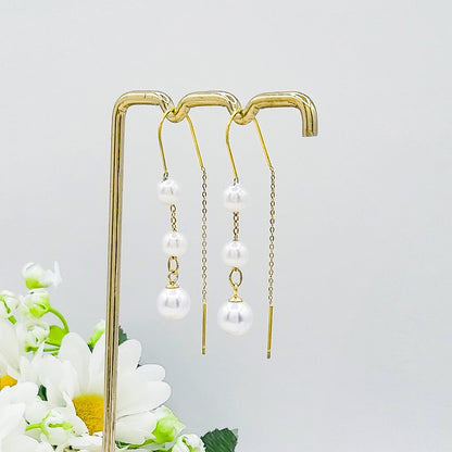 PEARLS Saliscendi ~ ACCIAIO inossidabile ~ PAIO Orecchini filo pendenti - saliscendi