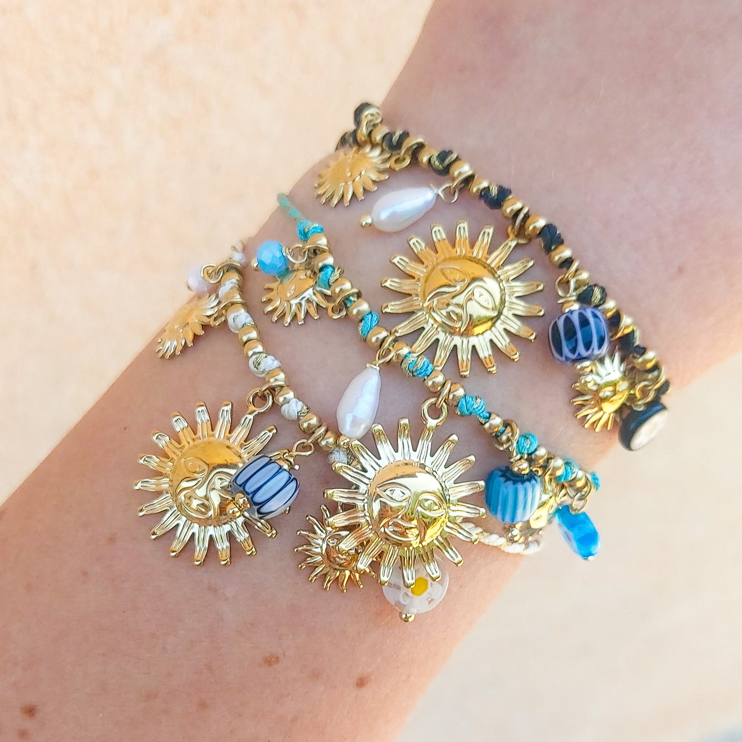 SOLEIL BRACCIALE - ACCIAIO inossidabile - Bracciale con charms sole e murrine