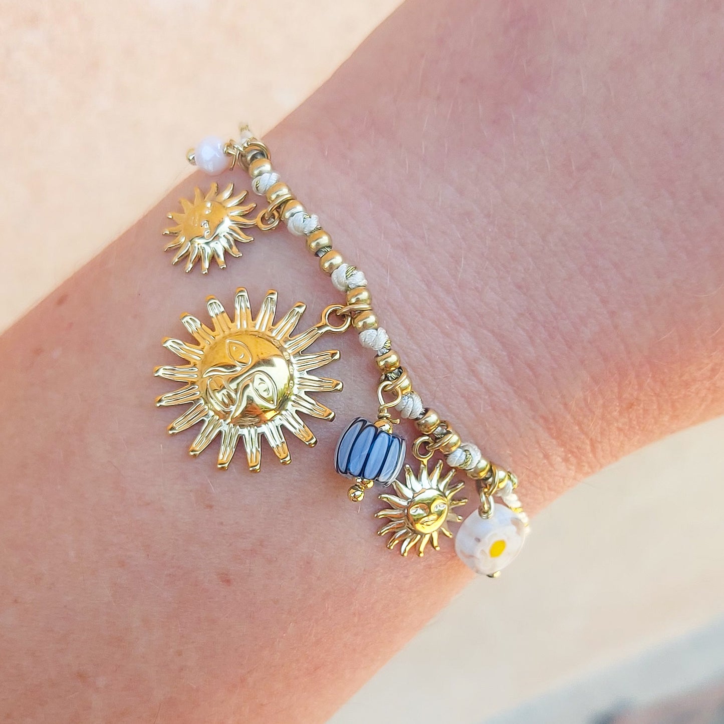 SOLEIL BRACCIALE - ACCIAIO inossidabile - Bracciale con charms sole e murrine