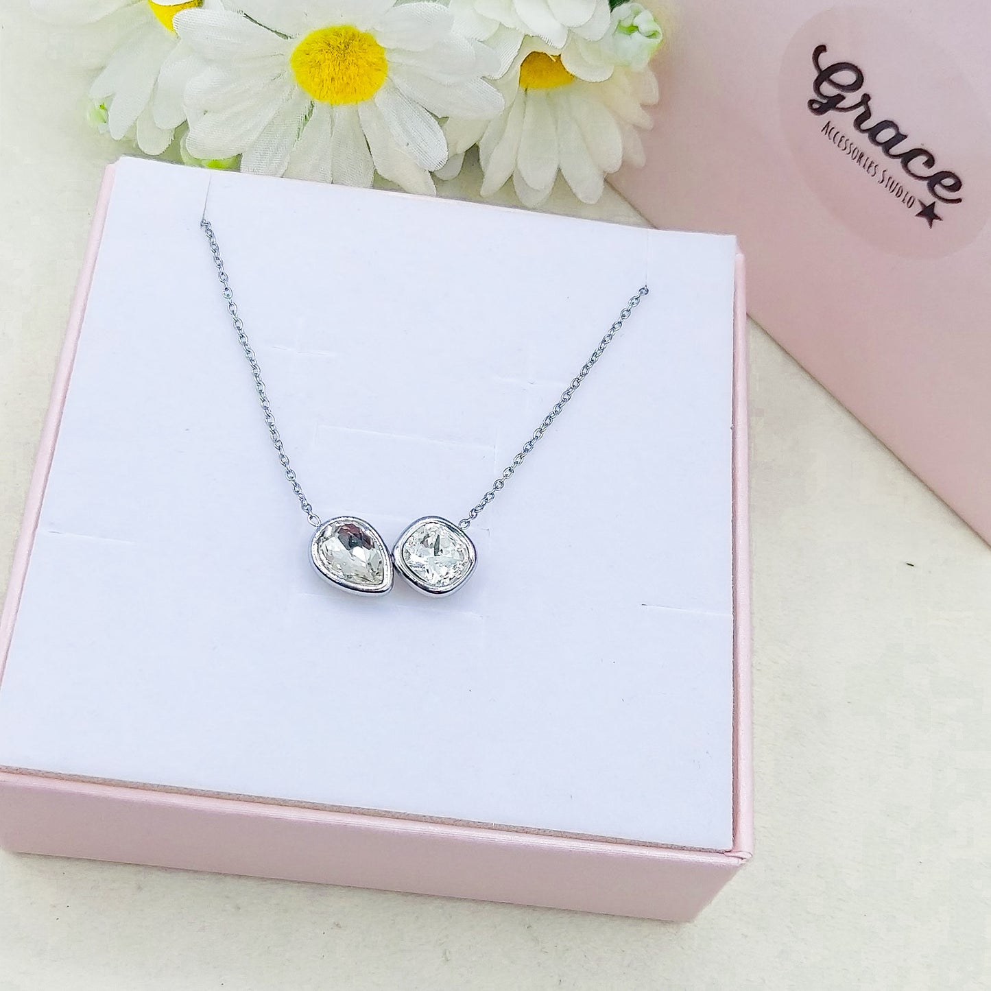 ALINA - ACCIAIO INOSSIDABILE - Collana con pendente in cubic zirconia