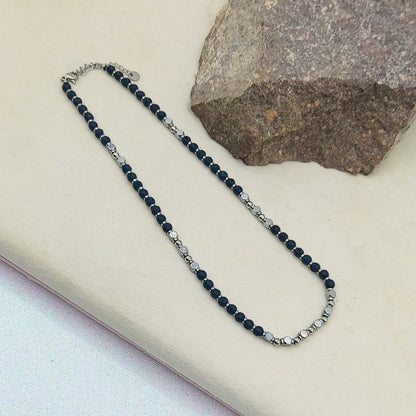 Collana pallini bruniti uomo ACCIAIO INOSSIDABILE