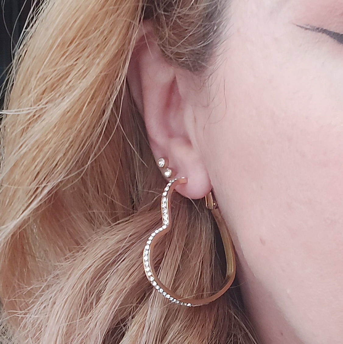 KOURTNEY HEART ~ ACCIAIO INOSSIDABILE - Orecchini a cerchio con Zirconi Cubici