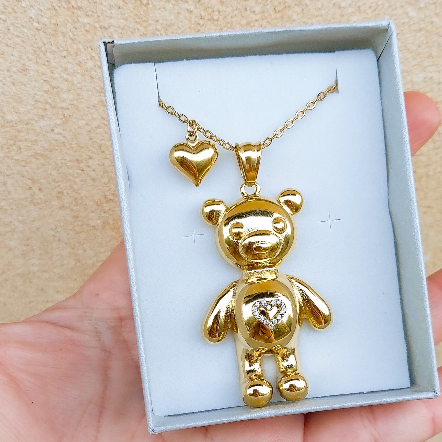 TEDDY XL - Collana pendente orsetto in Acciaio inossidabile