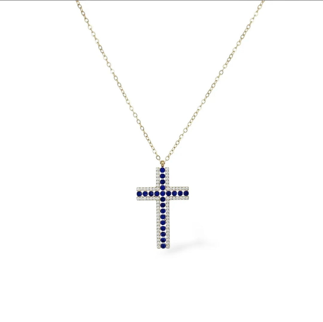 CROSS - ACCIAIO INOSSIDABILE- collana con pendente croce in cubic zirconia