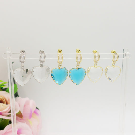 VIOLETTE MINI Heart - Paio Orecchini pendenti cuore e cubic zirconia