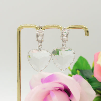 VIOLETTE MINI Heart - Paio Orecchini pendenti cuore e cubic zirconia
