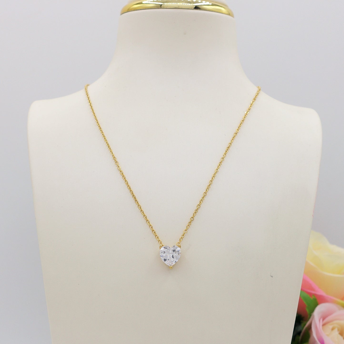 CHERIE single heart - ACCIAIO INOSSIDABILE - Collana con cuore in cubic zirconia