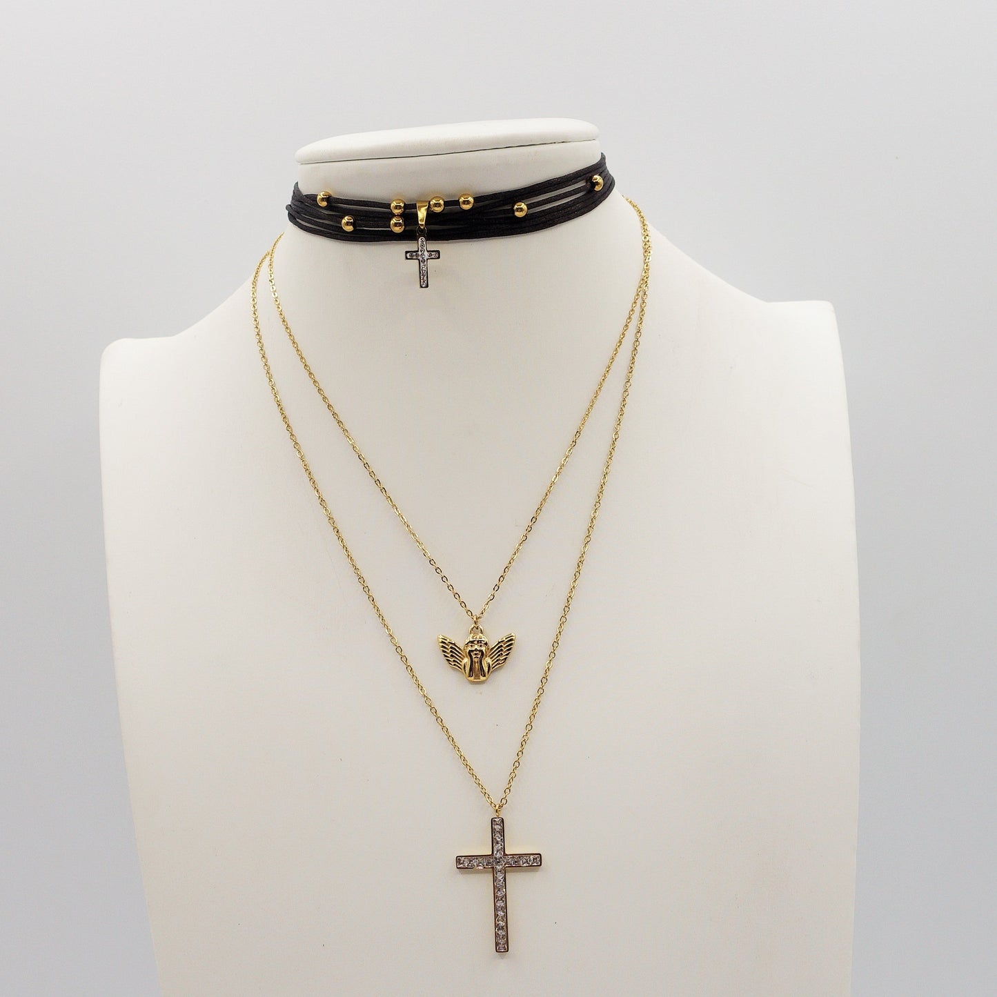 FANNY - ACCIAIO INOSSIDABILE - Collana con pendente croce in cubic zirconia