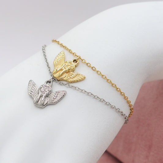 CHERUB - Bracciale pendente cherubino in Acciaio inossidabile