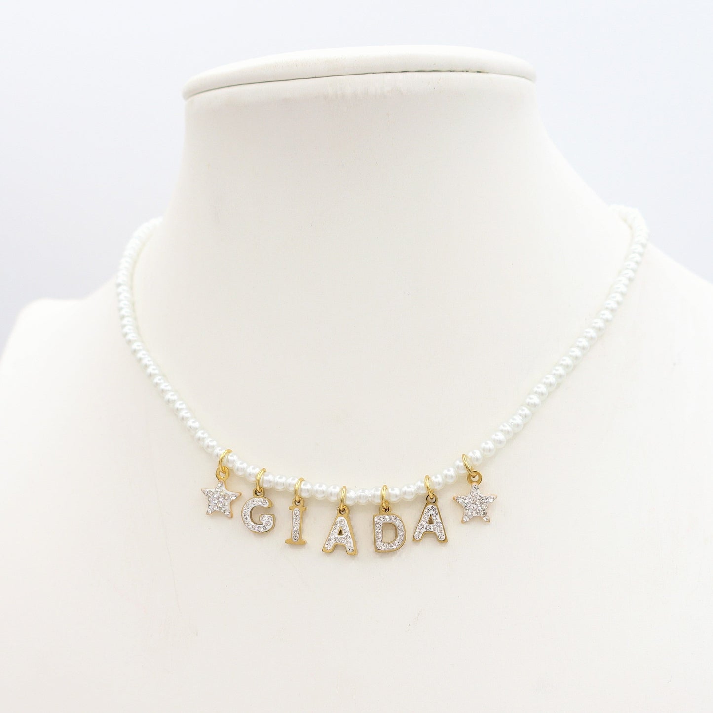 CHOKER Perle colours Con Nome personalizzato in Acciaio Inox