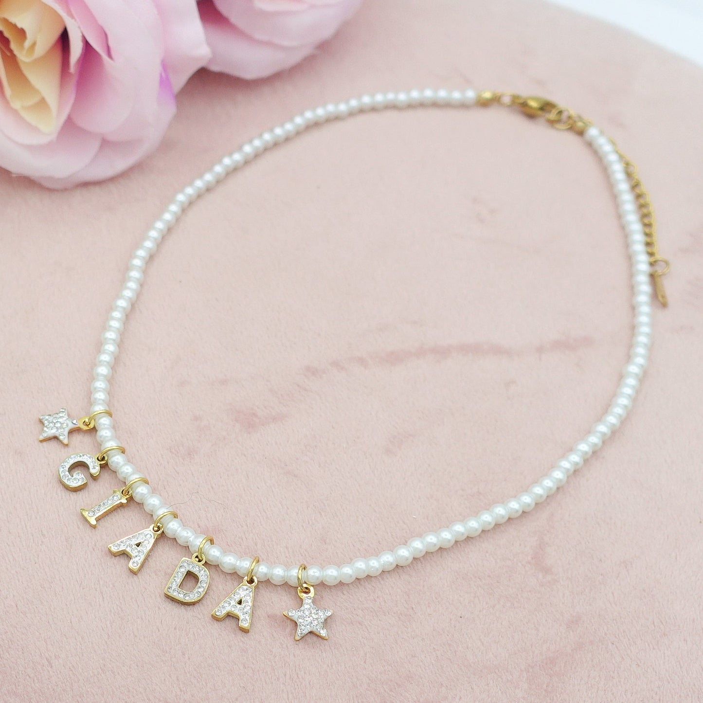 CHOKER Perle Con Nome personalizzabile in Acciaio Inox