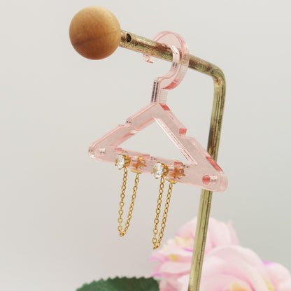 SHINY punto luce catenella - ACCIAIO inossidabile ~PAIO Orecchini con catenella e cubic zirconia