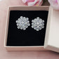 CAMELIA ~ orecchini bottone con fiore zirconato in cubic zirconia