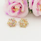 CAMELIA ~ orecchini bottone con fiore zirconato in cubic zirconia