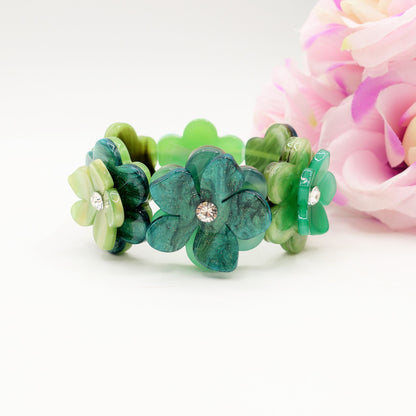 NIKKI ~ Maxi Bracciale in resina con flowers e cubic zirconia