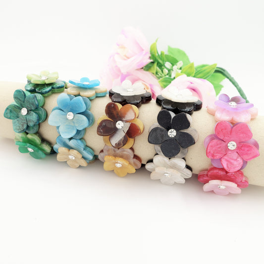 NIKKI ~ Maxi Bracciale in resina con flowers e cubic zirconia