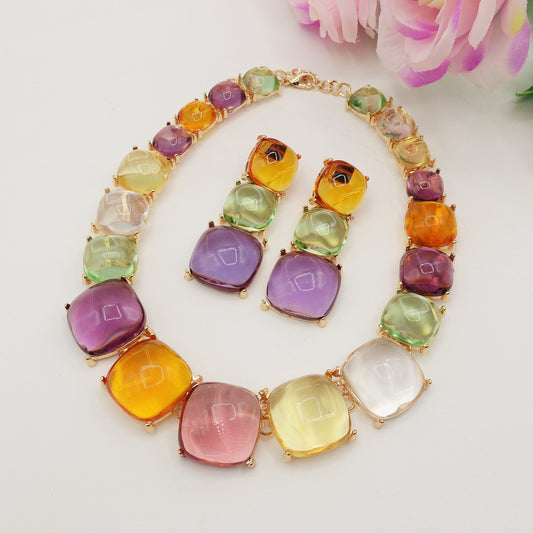 MERYL - Big Stones - Collier in resina rainbow