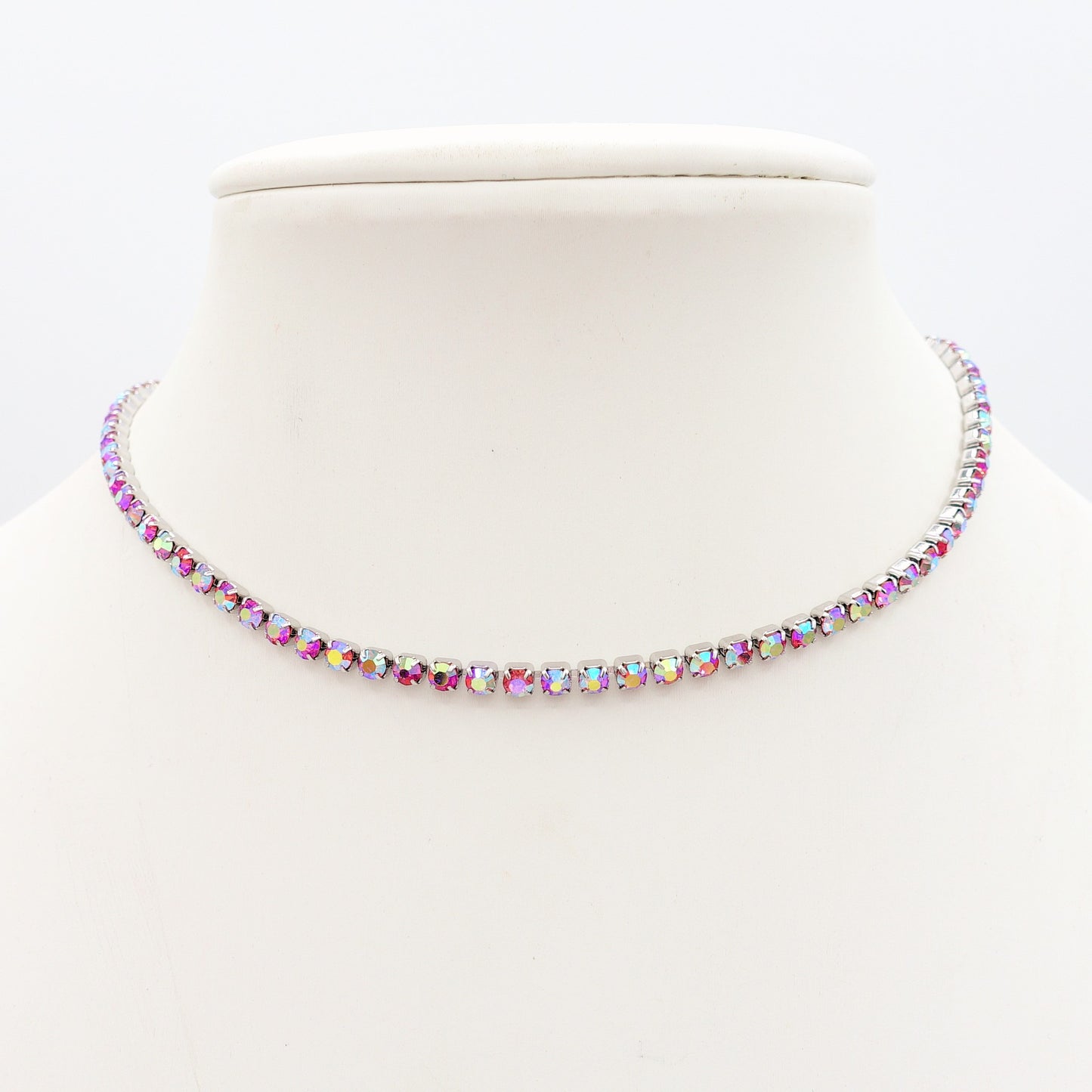 VEGAS ~ Tennis Choker girocollo in ACCIAIO INOSSIDABILE con cubic zirconia