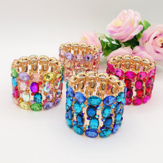 SAMANTHA Double - Bracciale elasticizzato con Zirconi e pietre sfaccettate