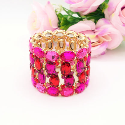 SAMANTHA Double - Bracciale elasticizzato con Zirconi e pietre sfaccettate