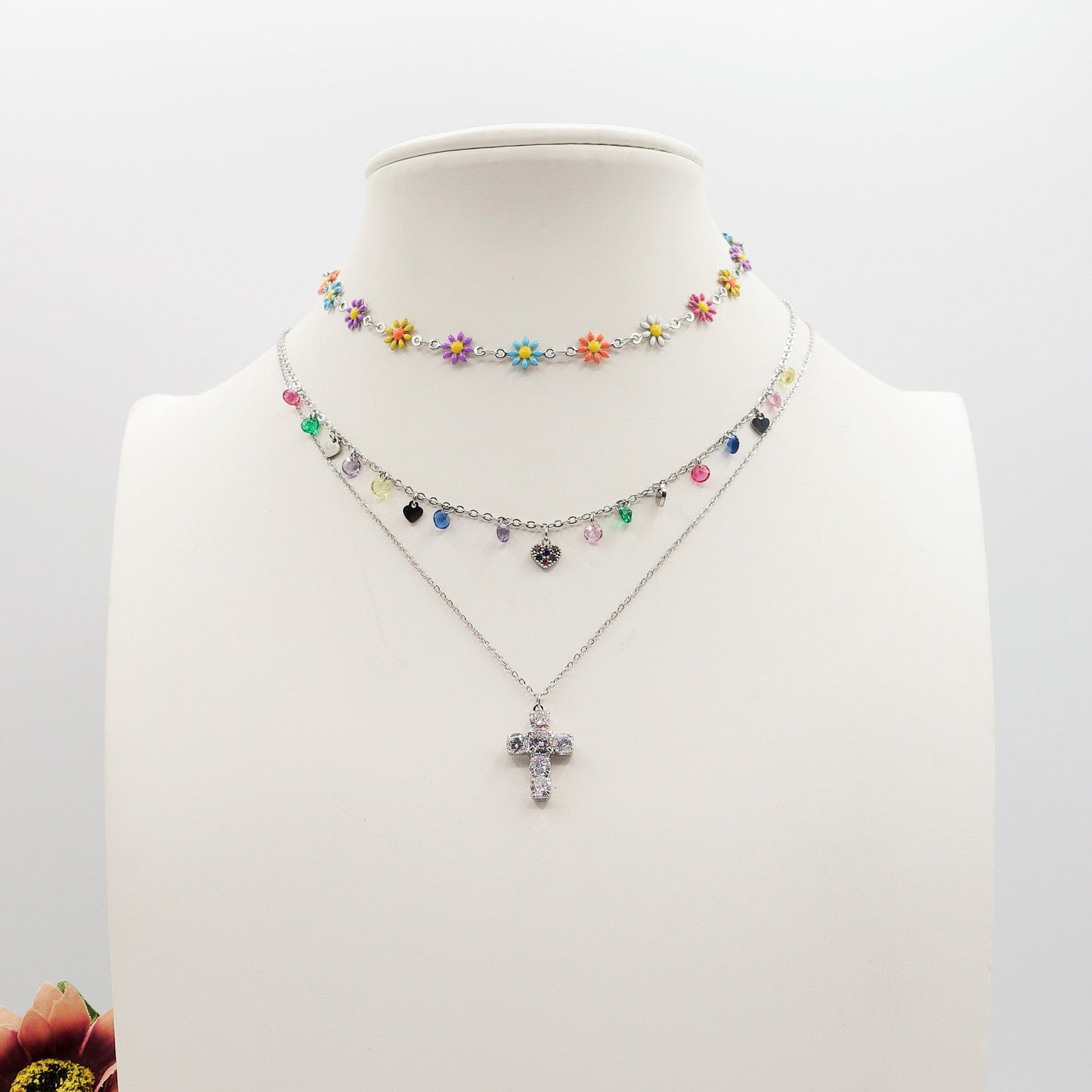 FLORA ~ Collana Choker smaltata in ACCIAIO INOSSIDABILE