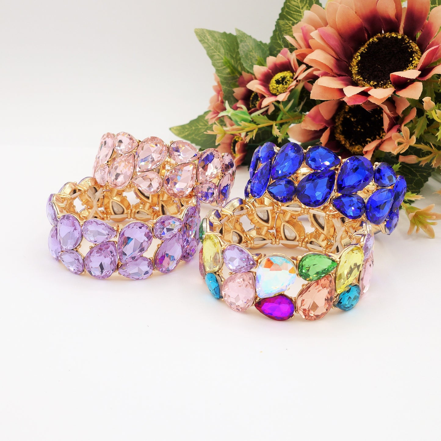KRISTIN - Bracciale elasticizzato con pietre sfaccettate